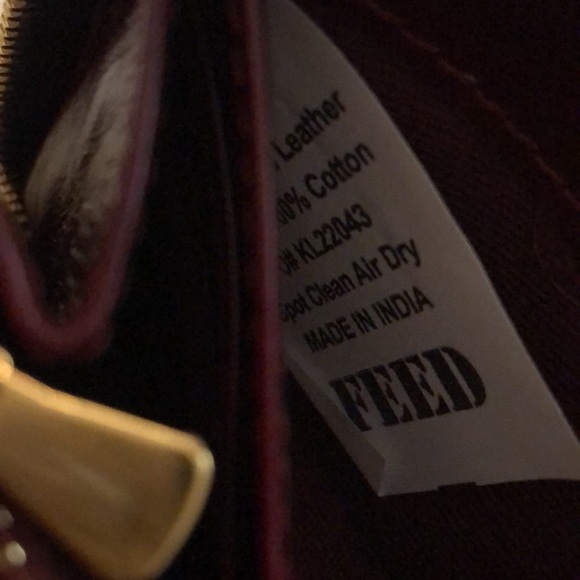 Feed Projects Burgundy Leather Mini Zip Around Wallet NEW - Picture 7 of 13